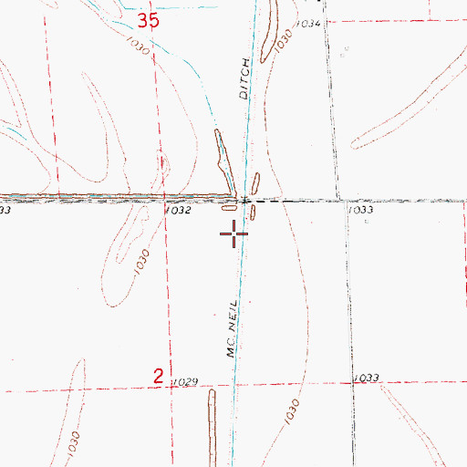 Topographic Map of McNeil Ditch, IA