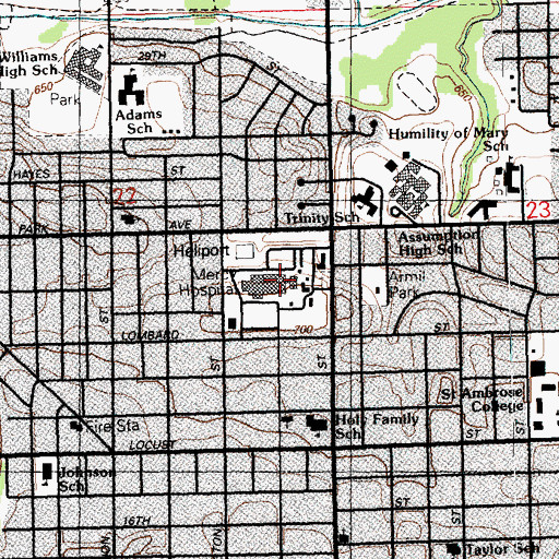 Topographic Map of Genesis Medical Center - West Central Park, IA