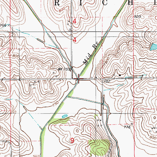 Topographic Map of Middle Branch Buckley Creek, IA