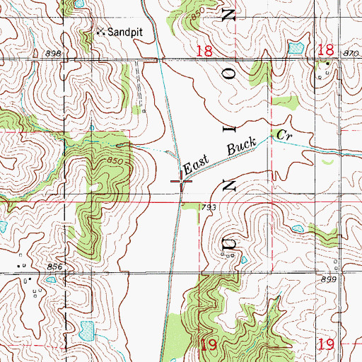 Topographic Map of Middle Buck Creek, IA