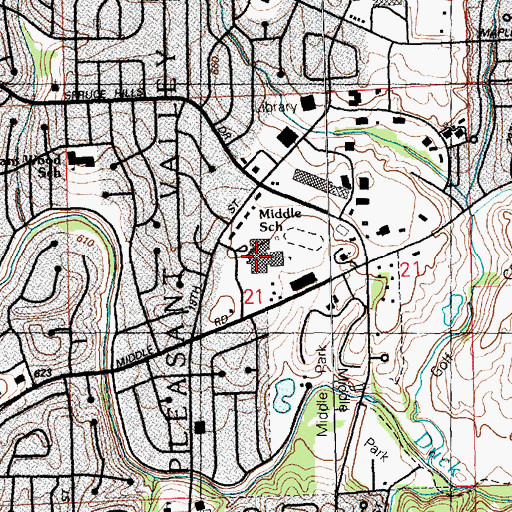 Topographic Map of Bettendorf Middle School, IA