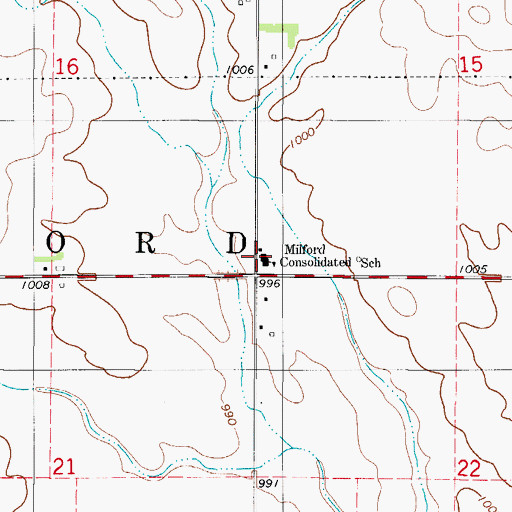 Topographic Map of Mifford Consolidated School, IA