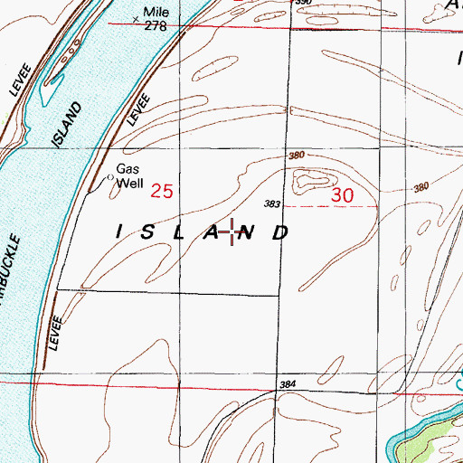 Topographic Map of Arbuckle Island, AR