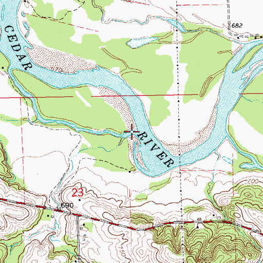 Topographic Map of Mill Creek, IA
