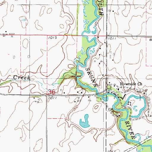 Topographic Map of Miller Creek, IA