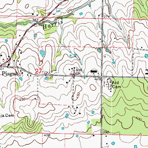 Topographic Map of Ard Church, AR