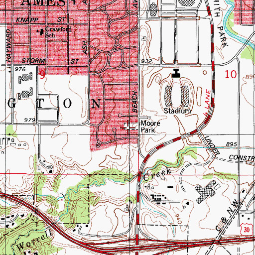 Topographic Map of Moore Park, IA