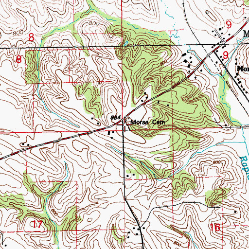 Topographic Map of Morse Cemetery, IA