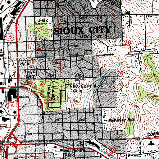 Topographic Map of Mount Carmel Cemetery, IA