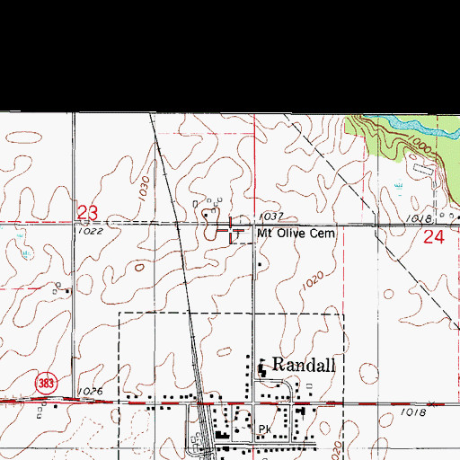 Topographic Map of Mount Olive Cemetery, IA