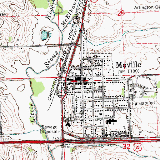 Topographic Map of Moville, IA