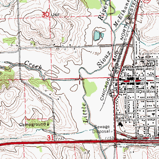Topographic Map of Mud Creek, IA