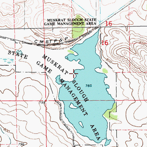 Topographic Map of Muskrat Slough State Game Management Area, IA
