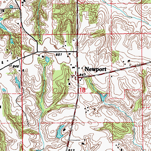 Topographic Map of Newport, IA