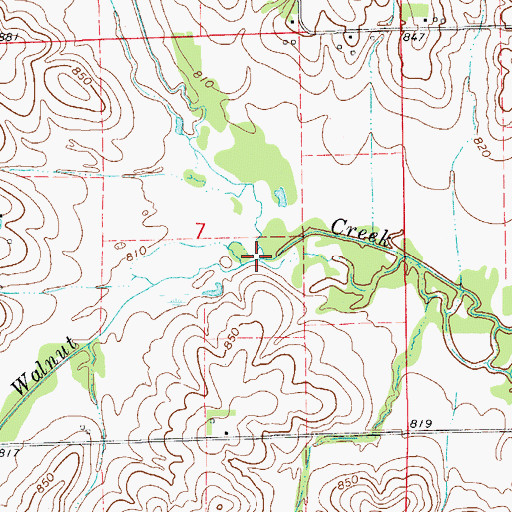 Topographic Map of North Walnut Creek, IA