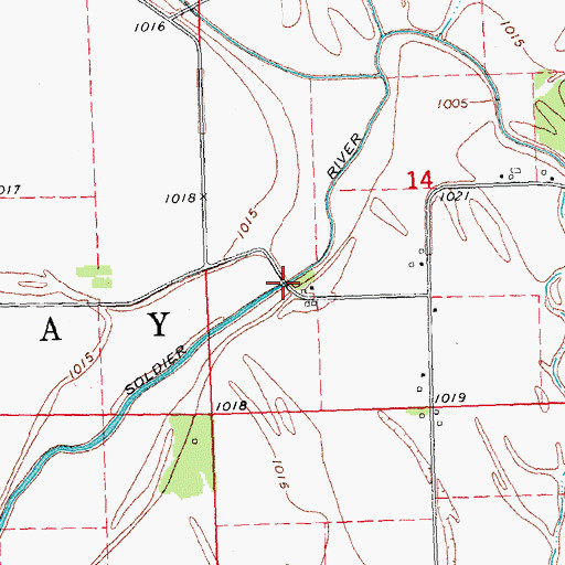Topographic Map of Old Soldier River Ditch, IA