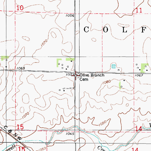 Topographic Map of Olive Branch Cemetery, IA