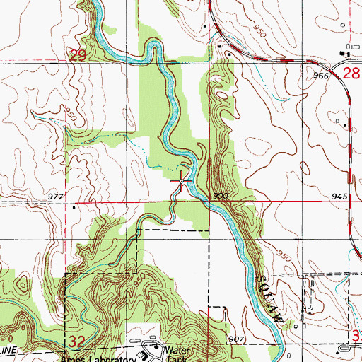 Topographic Map of Onion Creek, IA