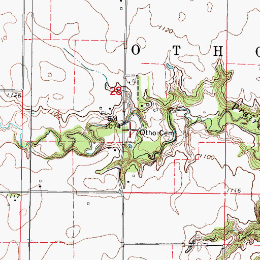 Topographic Map of Otho Cemetery, IA