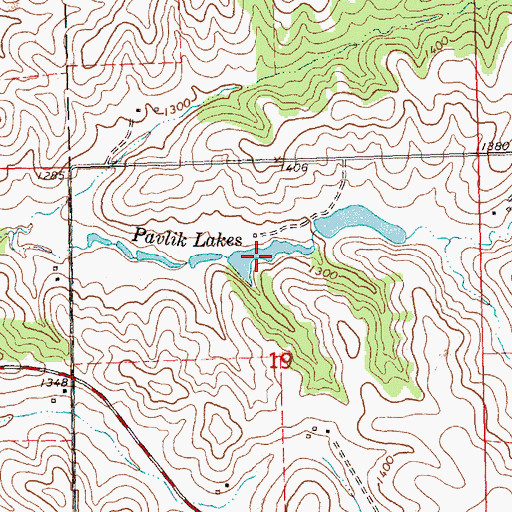 Topographic Map of Pavlik Lakes, IA