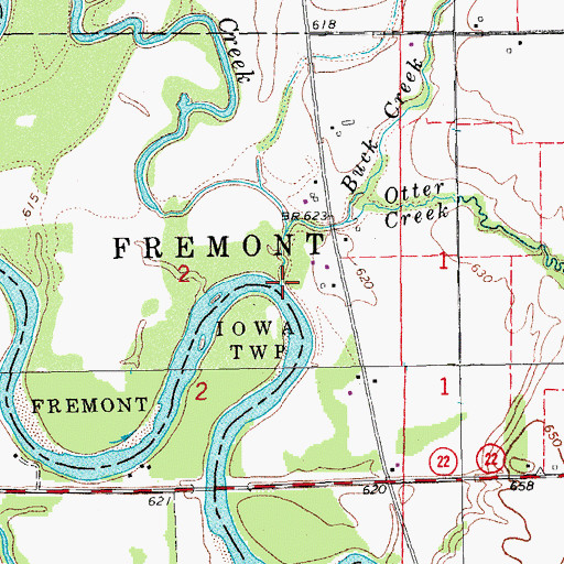 Topographic Map of Pechman Creek, IA