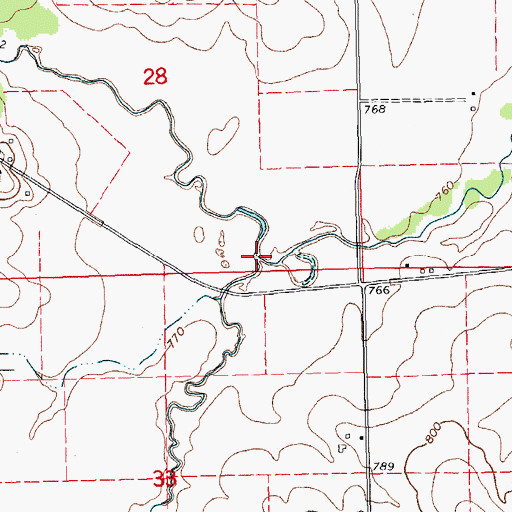 Topographic Map of Pioneer Creek, IA