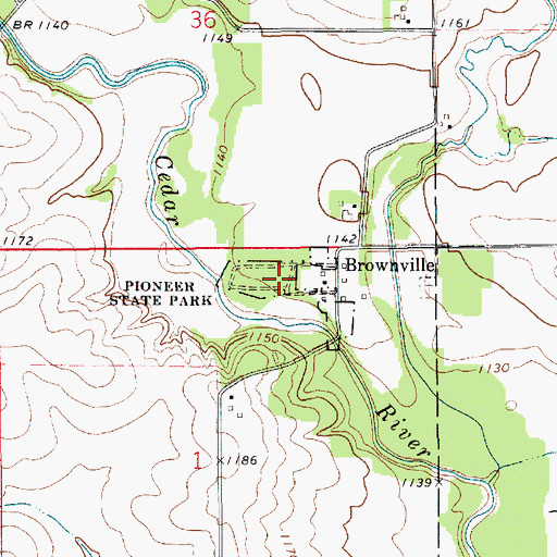 Topographic Map of Pioneer State Park, IA