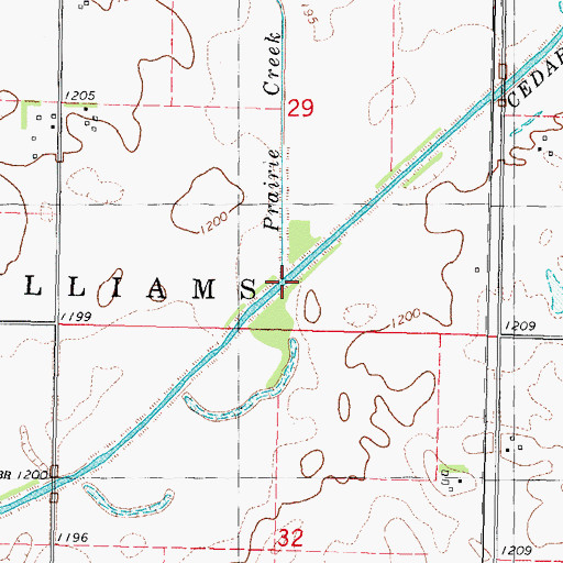 Topographic Map of Prairie Creek, IA