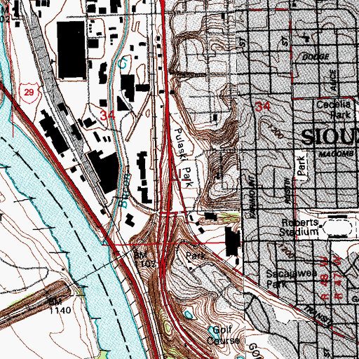 Topographic Map of Pulaski Park, IA