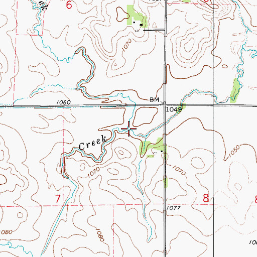 Topographic Map of Rapid Creek, IA