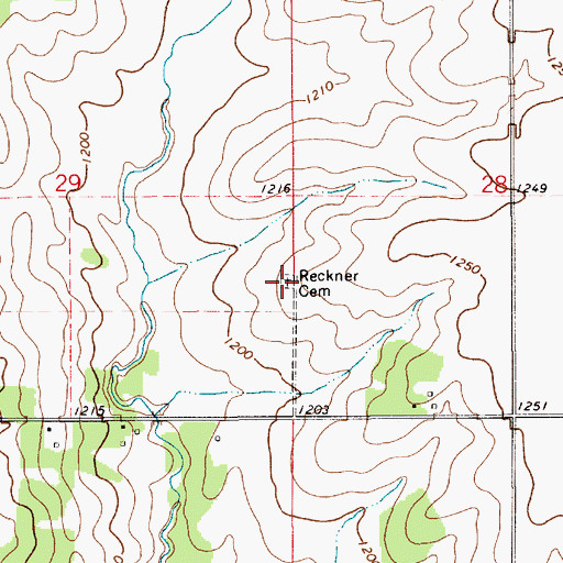 Topographic Map of Reckner Cemetery, IA
