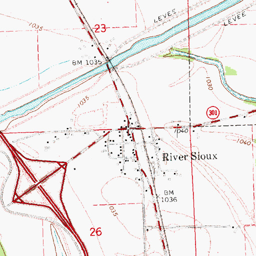 Topographic Map of River Sioux, IA