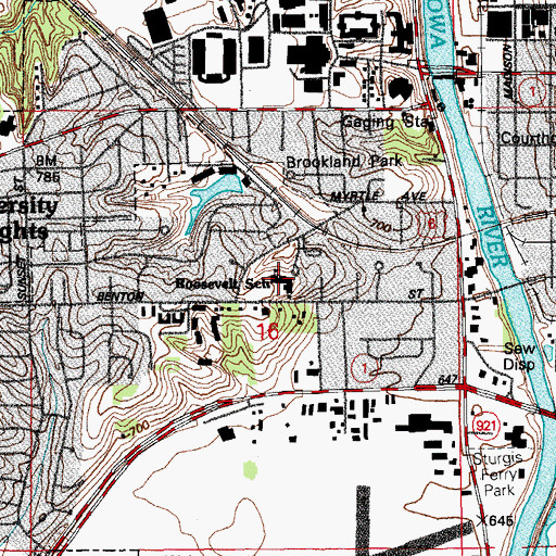 Topographic Map of Roosevelt School, IA