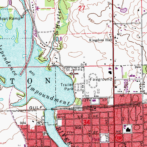Topographic Map of Saint Johns Cemetery, IA