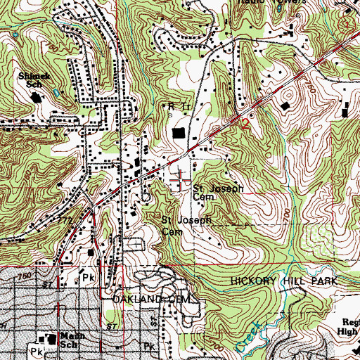 Topographic Map of Saint Joseph Cemetery New, IA