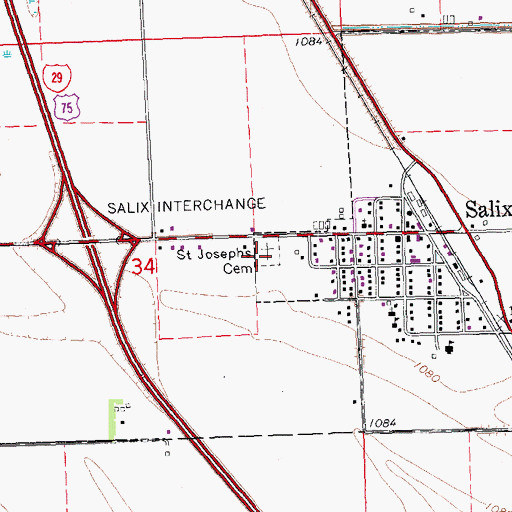 Topographic Map of Saint Joseph's Cemetery, IA
