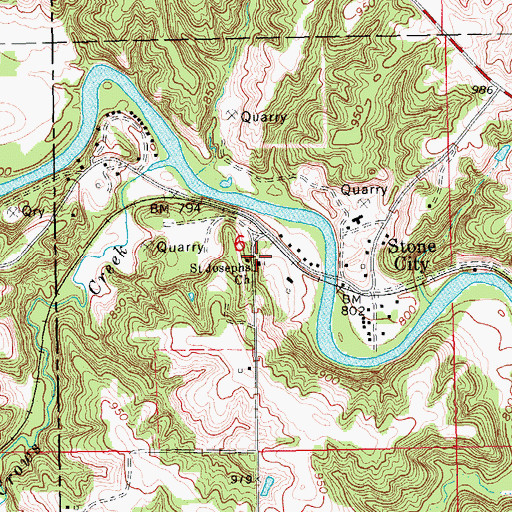 Topographic Map of Saint Josephs Church, IA