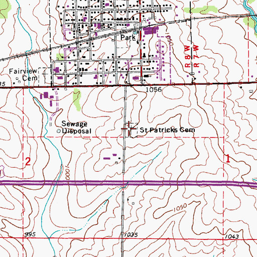 Topographic Map of Saint Patricks Cemetery, IA