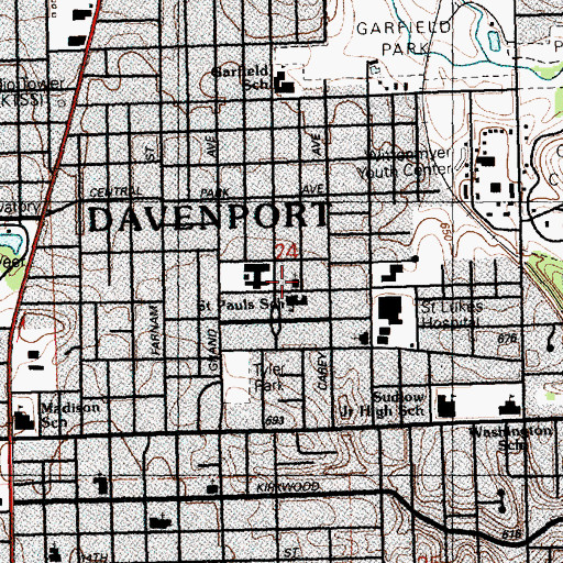 Topographic Map of Saint Pauls Church, IA