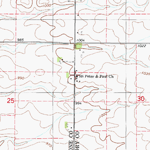 Topographic Map of Saints Peter and Paul Church, IA