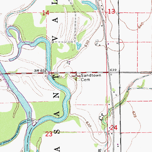 Topographic Map of Sandtown Cemetery, IA