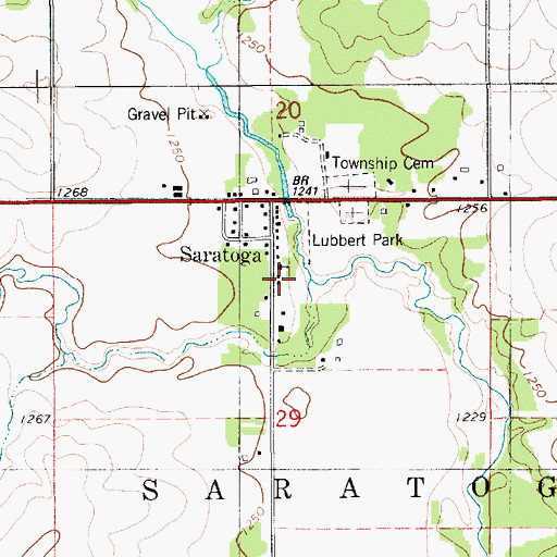Topographic Map of Saratoga Church, IA