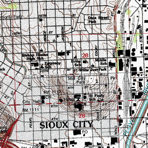 Topographic Map of Sioux City, IA