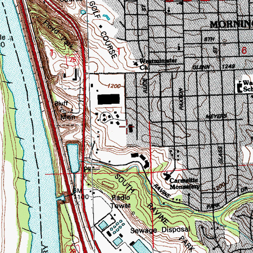 Topographic Map of Sloan School, IA