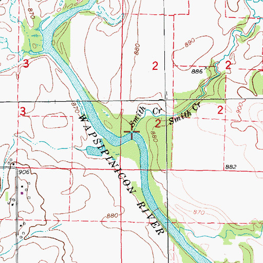 Topographic Map of Smith Creek, IA
