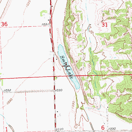 Topographic Map of Smith Lake, IA