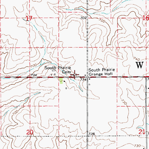 Topographic Map of South Prairie Cemetery, IA