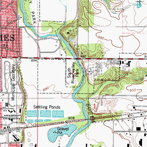 Topographic Map of South Valley River Park, IA