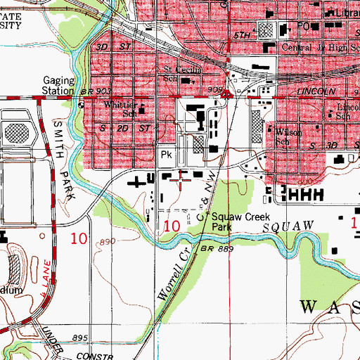 Topographic Map of Squaw Creek Park, IA