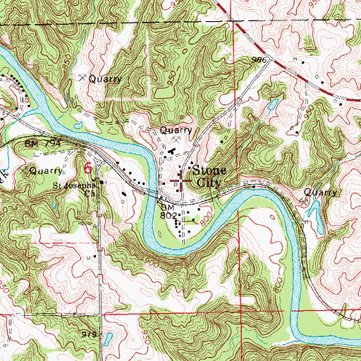 Topographic Map of Stone City, IA